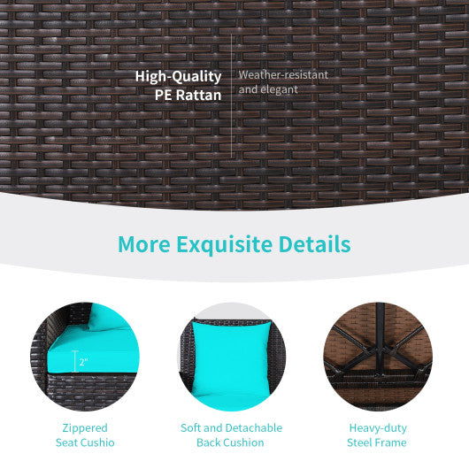 2-Person Patio Rattan Porch Swing with Cushions-Black - Set Shop and Smile