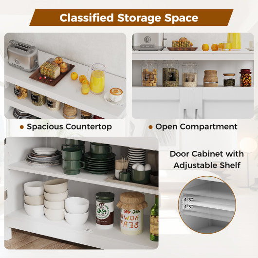 Kitchen Buffet Server Sideboard Storage Cabinet with 2 Doors and Shelf-White