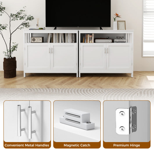 Kitchen Buffet Server Sideboard Storage Cabinet with 2 Doors and Shelf-White