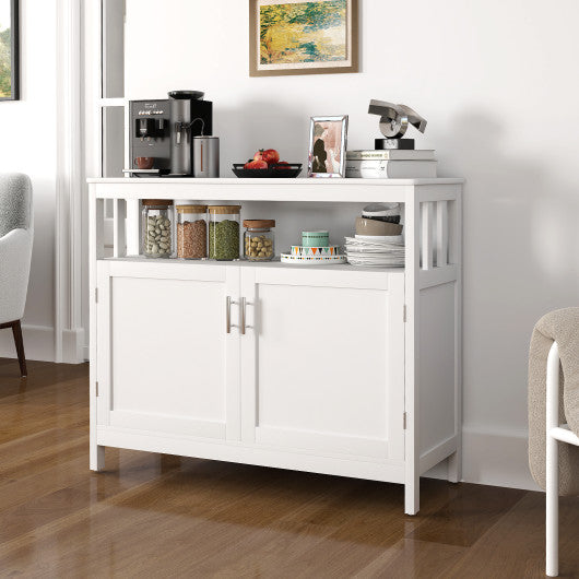 Kitchen Buffet Server Sideboard Storage Cabinet with 2 Doors and Shelf-White