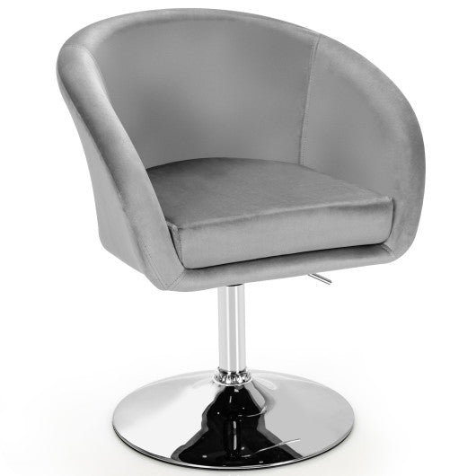 360 Degree Swivel Makeup Stool Accent Chair with Round Back and Metal Base-Gray
