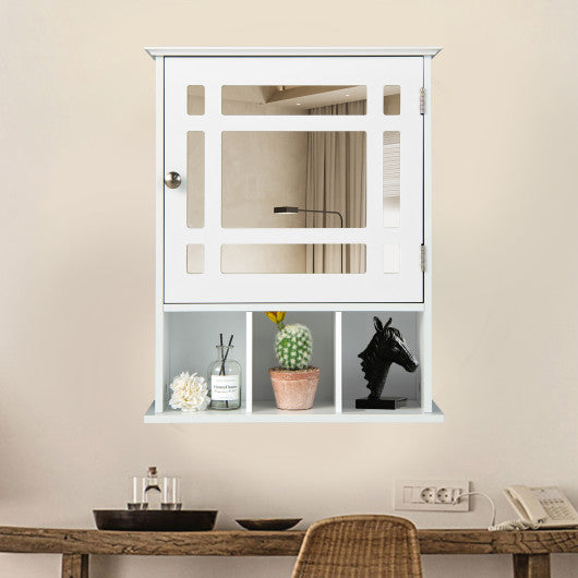 Wall Mounted and Mirrored Bathroom Cabinet-Brown - Set Shop and Smile