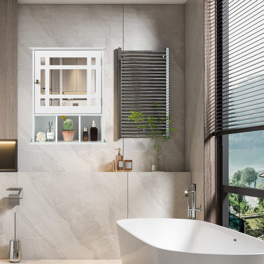 Wall Mounted and Mirrored Bathroom Cabinet-Brown - Set Shop and Smile