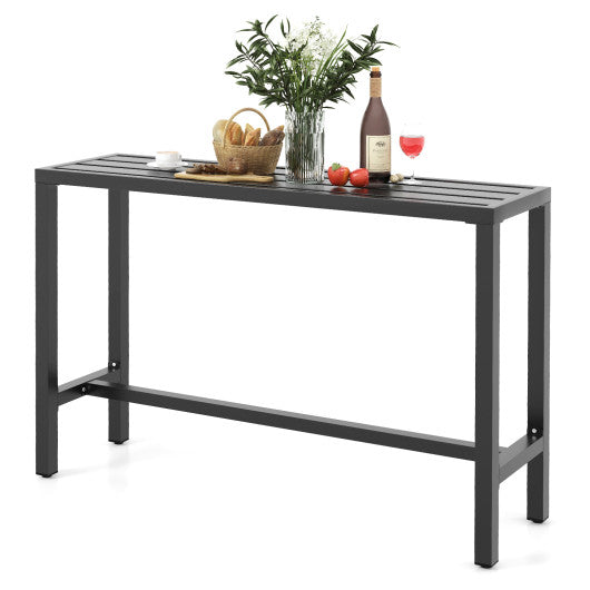 48/55 Inch Outdoor Bar Table with Waterproof Top and Heavy-duty Metal Frame-L - Set Shop and Smile