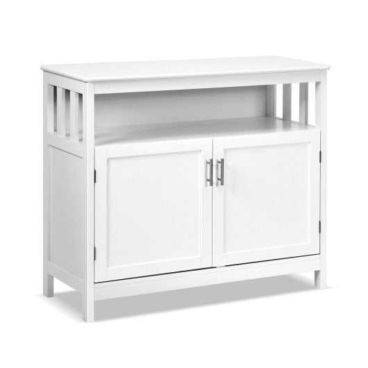 Kitchen Buffet Server Sideboard Storage Cabinet with 2 Doors and Shelf-White - Set Shop and Smile