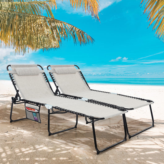 4 Position Folding Lounge Chaise with Adjustable Backrest and Footrest-Black - Set Shop and Smile