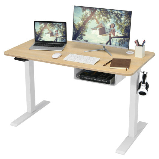 48-Inch Electric Standing Adjustable Desk with Control Panel and USB Port-Natural - Set Shop and Smile