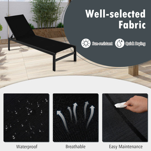 6-Position Chaise Lounge Chairs with Rustproof Aluminium Frame-Brown - Set Shop and Smile