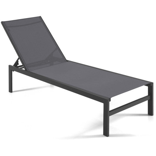 6-Position Chaise Lounge Chairs with Rustproof Aluminium Frame-Gray - Set Shop and Smile