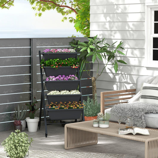 5-Tier Vertical Raised Garden Bed with Wheels and Container Boxes - Set Shop and Smile
