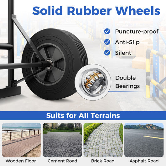 P-Handle Hand Truck with Foldable Load Plate for Warehouse Garage-Red - Set Shop and Smile