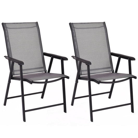 Set of 2 Outdoor Patio Folding Chair with Ergonomic Armrests-Black - Set Shop and Smile