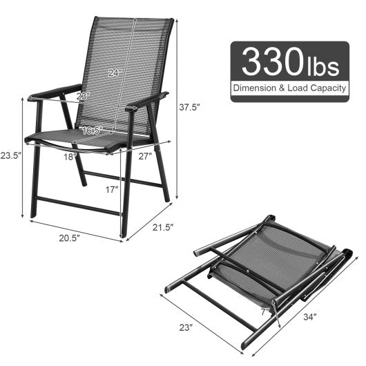 Set of 2 Outdoor Patio Folding Chair with Ergonomic Armrests-Black - Set Shop and Smile