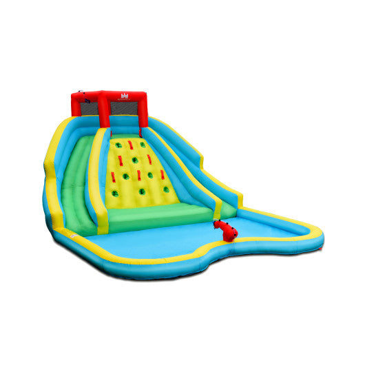 Double Side Inflatable Water Slide Park with Climbing Wall for Outdoor Without Blower - Set Shop and Smile