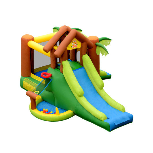 Kids Inflatable Jungle Bounce House Castle with Blower - Set Shop and Smile