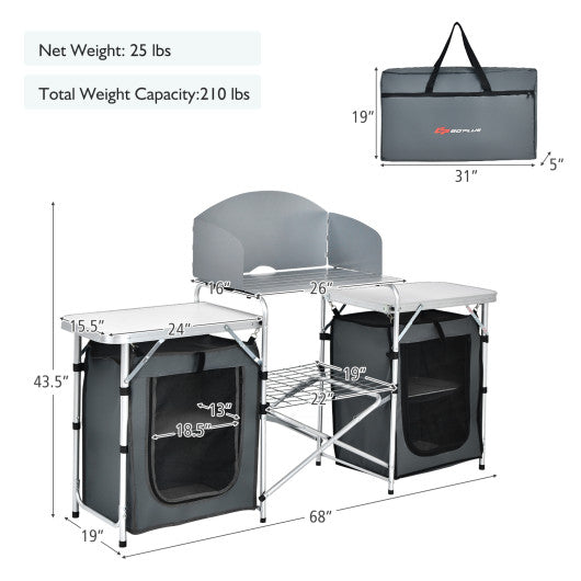 Folding Camping Table with Storage Organizer-Gray - Set Shop and Smile