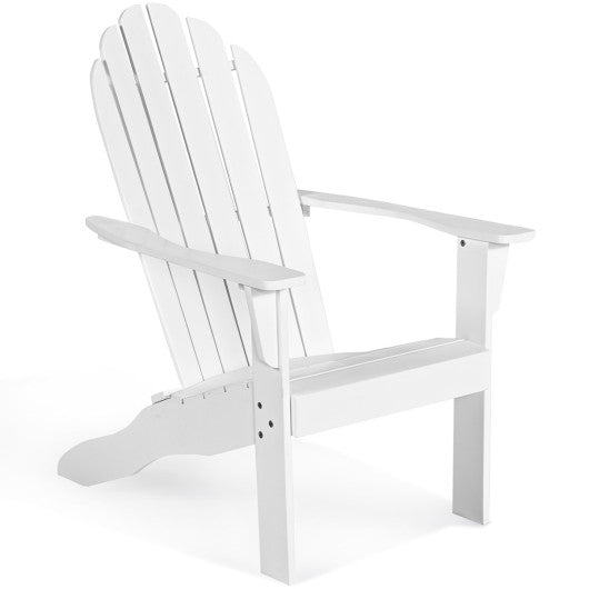 Acacia Wood Outdoor Adirondack Chair with Ergonomic Design-White - Set Shop and Smile