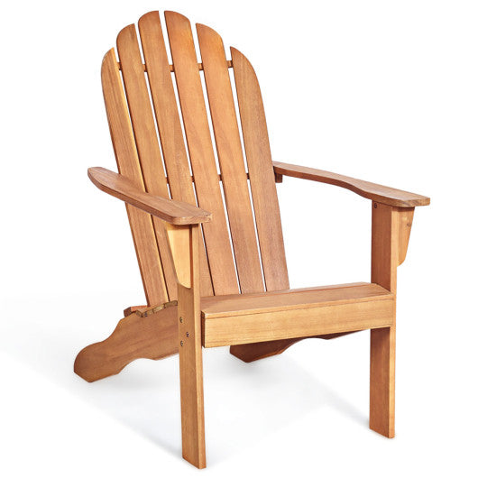 Acacia Wood Outdoor Adirondack Chair with Ergonomic Design-Gray - Set Shop and Smile