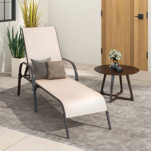 Adjustable Patio Chaise Folding Lounge Chair with Backrest-Brown - Set Shop and Smile