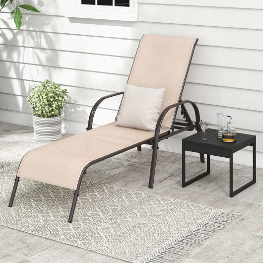 Adjustable Patio Chaise Folding Lounge Chair with Backrest-Brown - Set Shop and Smile