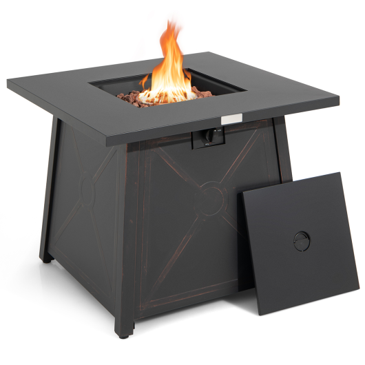 30 Inch Square Propane Gas Fire Table with Waterproof Cover - Set Shop and Smile