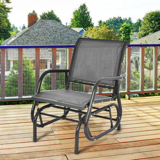 Outdoor Single Swing Glider Rocking Chair with Armrest-Gray - Set Shop and Smile