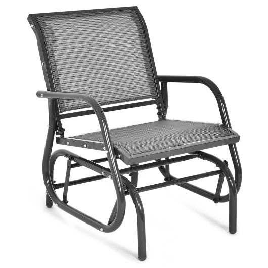 Outdoor Single Swing Glider Rocking Chair with Armrest-Gray - Set Shop and Smile