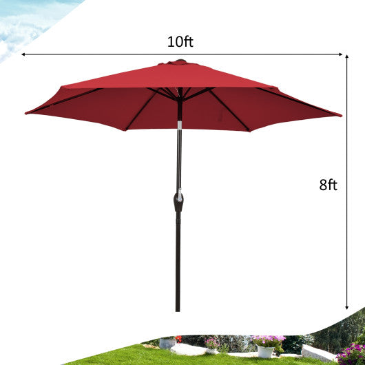 10 Feet Outdoor Patio Umbrella with Tilt Adjustment and Crank-beige - Set Shop and Smile