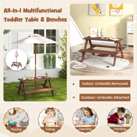 4 Seat Kids Picnic Table with Umbrella - Set Shop and Smile