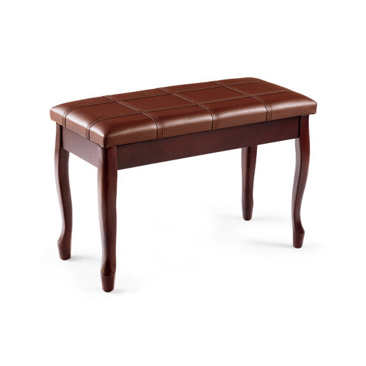 Solid Wood PU Leather Piano Bench with Storage-Brown - Set Shop and Smile