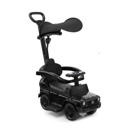 3-In-1 Ride on Push Car Mercedes Benz G350 Stroller Sliding Car with Canopy-Black - Set Shop and Smile