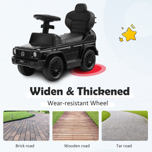 3-In-1 Ride on Push Car Mercedes Benz G350 Stroller Sliding Car with Canopy-Black - Set Shop and Smile