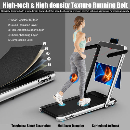 2.25HP 2 in 1 Folding Treadmill with APP Speaker Remote Control-Black - Set Shop and Smile
