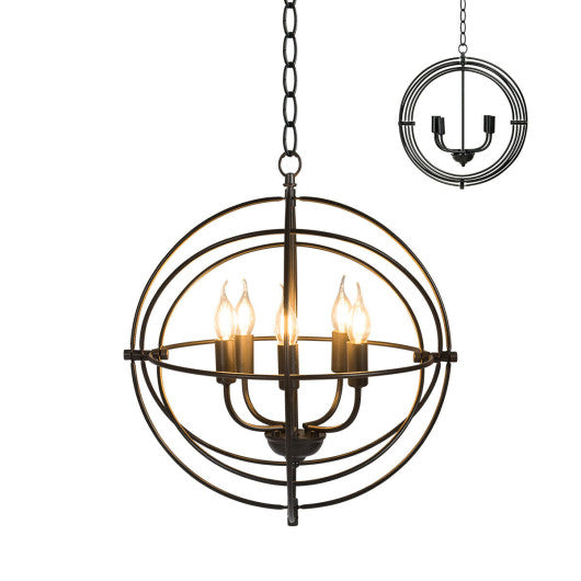 20 Inch 5 Lights Metal Chandelier with Pivoting Interlocking Rings - Set Shop and Smile
