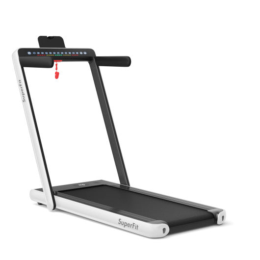 2-in-1 Electric Motorized Health and Fitness Folding Treadmill with Dual Display and Speaker-White - Set Shop and Smile