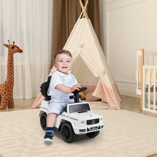 3-In-1 Ride on Push Car Mercedes Benz G350 Stroller Sliding Car with Canopy-White - Set Shop and Smile