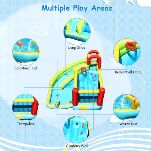 6-in-1 Inflatable Bounce House with Climbing Wall and Basketball Hoop without Blower at Set Shop and Smile