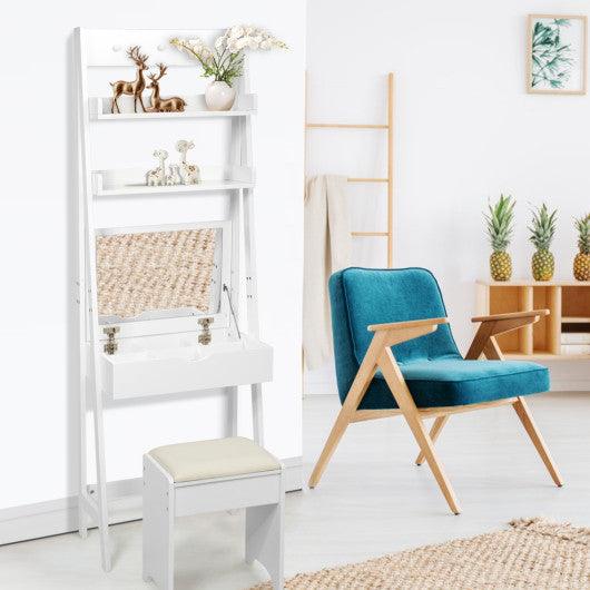 3-in-1 Modern Shelf Vanity Set with Flip Top Mirror and 6 Makeup Organizers at Set Shop and Smile