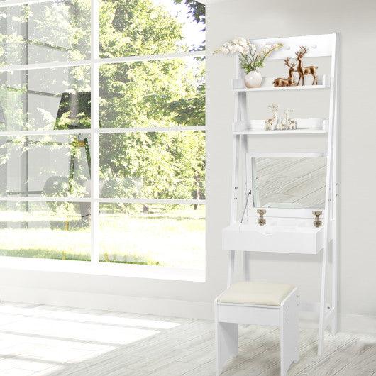 3-in-1 Modern Shelf Vanity Set with Flip Top Mirror and 6 Makeup Organizers at Set Shop and Smile