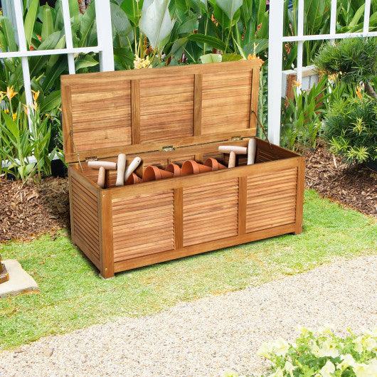 47 Gallon Acacia Wood Storage Bench Box for Patio Garden Deck at Set Shop and Smile