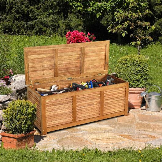47 Gallon Acacia Wood Storage Bench Box for Patio Garden Deck at Set Shop and Smile