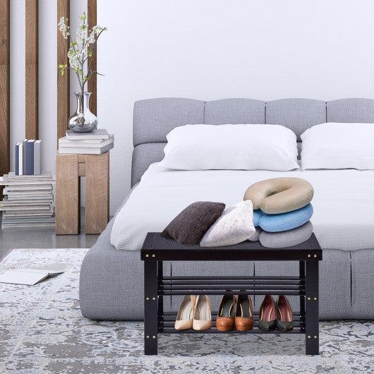 3 Tier Bamboo Bench Storage Shoe Shelf-Black at Set Shop and Smile