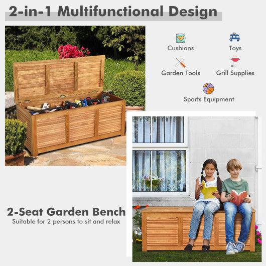 47 Gallon Acacia Wood Storage Bench Box for Patio Garden Deck at Set Shop and Smile