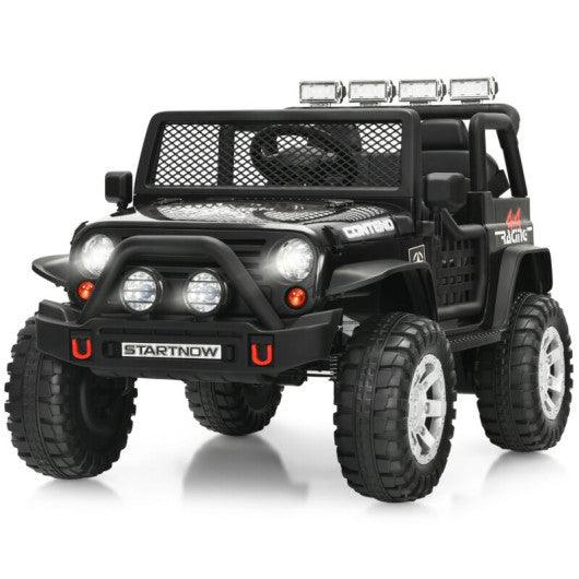 12V Kids Remote Control Electric Ride On Truck Car with Lights and Music -Black at Set Shop and Smile