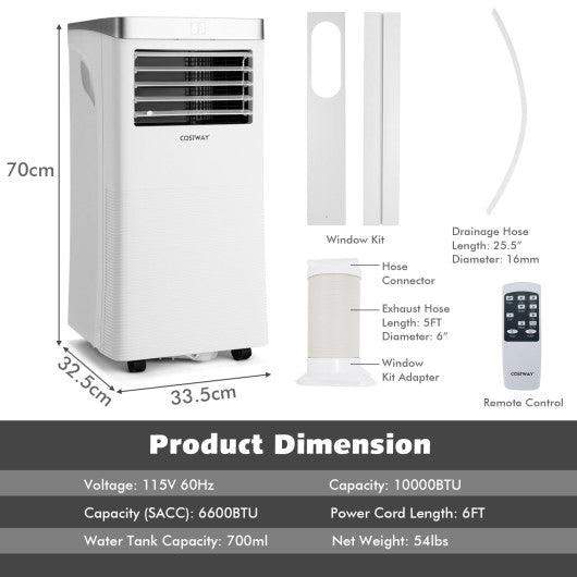 10000BTU 3-in-1 Portable Air Conditioner with Remote Control-White at Set Shop and Smile
