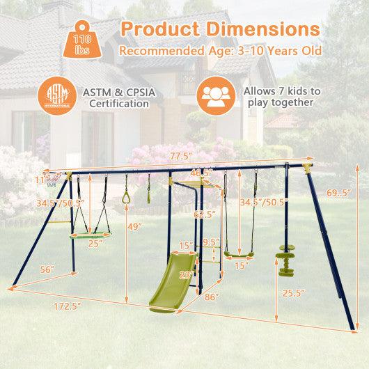 7-in-1 Stable A-shaped Outdoor Swing Set for Backyard at Set Shop and Smile