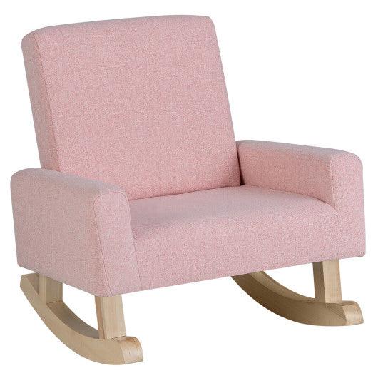 Kids Rocking Chair with Solid Wood Legs-Pink at Set Shop and Smile