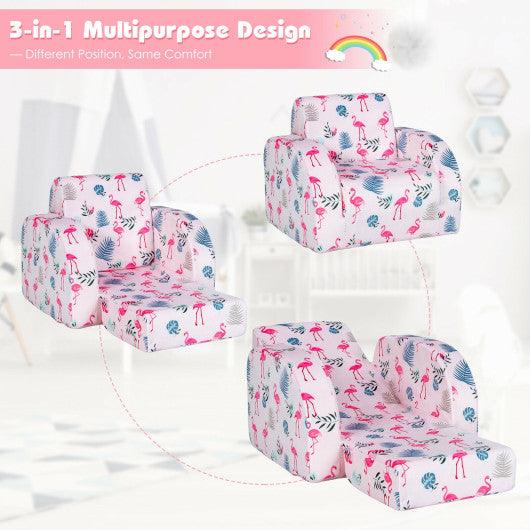 3-in-1 Convertible Kid Sofa Bed Flip-Out Chair Lounger for Toddler-Pink at Set Shop and Smile