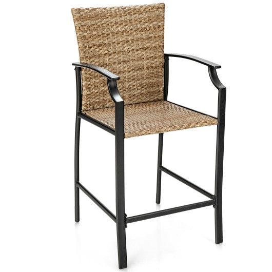 Patio Rattan Bar Stools Set of 4 with Soft Cushions at Set Shop and Smile