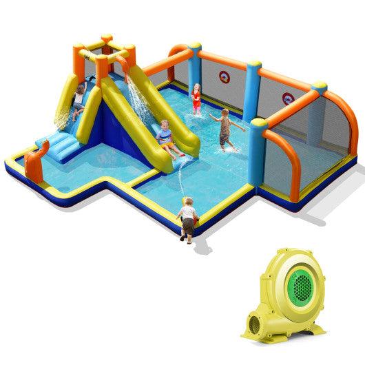 Giant Soccer-Themed Inflatable Water Slide with 735W Blower at Set Shop and Smile
